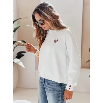 Dámská mikina Dámská oversize mikina s výšivkou ve tvaru srdce MONLOVE bílá Dstreet Barva: bílá, Velikost: U