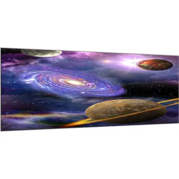 Obraz Glasdekor Obraz skleněný galaxie a planety Rozměry-obdélník V/Š: 30 x 60 cm