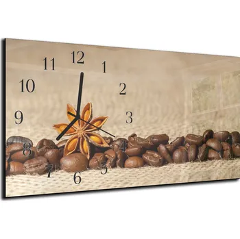 Hodiny Glasdekor Nástěnné hodiny 30x60cm kávové zrna, badyán Materiál: plexi