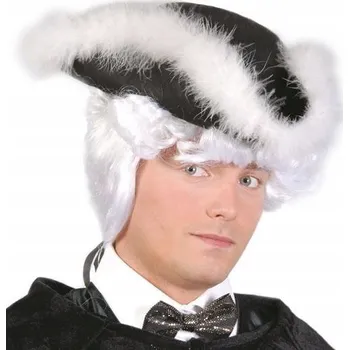 Klobouk Klobouk admirála třírohý černý S peřím baroko