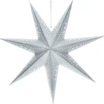 SOLIGHT LED vánoční závěsná hvězda stříbrná, časovač, 60cm, 20x LED, 2x AA