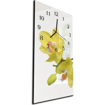 Hodiny Glasdekor Nástěnné hodiny květ žlutá orchidej 30x60cm Materiál: plexi