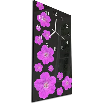 Hodiny Glasdekor Nástěnné hodiny malovaný květ ibišku 30x60cm Materiál: plexi