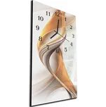 Glasdekor Nástěnné hodiny 30x60cm béžovo cihlová plastická vlna Materiál: kalené sklo