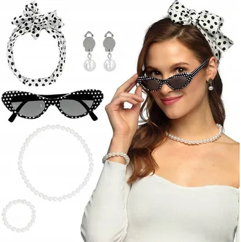 Karnevalový kostým Sada 50. léta (šátek, párty brýle, náhrdelník, náramek)