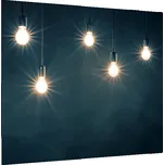 Glasdekor Sklo do kuchyně svítící žárovky temné pozadí Rozměr V/Š: 50 x 125 cm