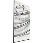 Glasdekor Nástěnné hodiny 30x60cm jemně šedá vlna abstrakt Materiál: kalené sklo