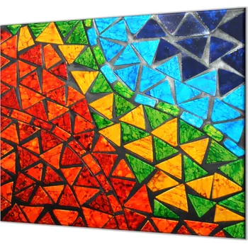 Příslušenství pro sporák Glasdekor Ochranná deska barevná abstraktní mozaika Rozměr V/Š: 2x 52x30 cm, Lepení na zeď: Bez lepení na zeď