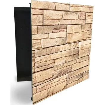 Skříňka na klíč Glasdekor skříňka na klíče - písková cihlová zeď Otevírání: Levé, Barva skříňky: Bílá