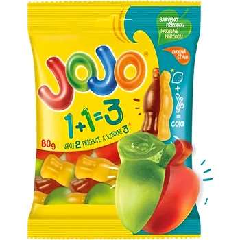 Bonbon Jojo 1+1=3 želé bonbóny s příchutí ovoce a skořice 80g