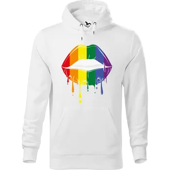 Pánská mikina DOBRÝ TRIKO Pánská mikina s potiskem Pride ústa Velikost pánské mikiny: XL, Barva: Bílá