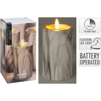 Vánoce LED svíčka s časovačem 12,5x7,5 cm mramor