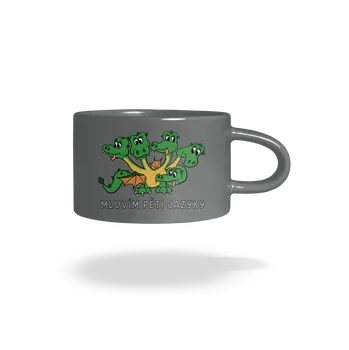 Bastard Mluvím pěti jazyky hrnek makronka Grey Macaron