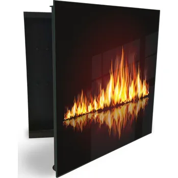 Skříňka na klíč Glasdekor skříňka na klíče - plameny oheň s odrazem Otevírání: Levé, Barva skříňky: Bílá