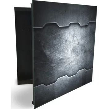 Železářství Glasdekor skříňka na klíče - abstraktní černo šedý plech Otevírání: Levé, Barva skříňky: Černá