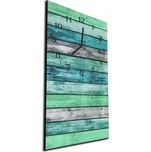 Glasdekor Nástěnné hodiny 30x60cm dřevěné lišty tyrkys Materiál: kalené sklo