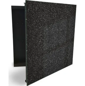 Skříňka na klíč Glasdekor skříňka na klíče - textura černý kámen Otevírání: Levé, Barva skříňky: Bílá
