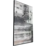 Glasdekor Nástěnné hodiny 30x60cm abstraktní malba šedo béžová Materiál: kalené sklo