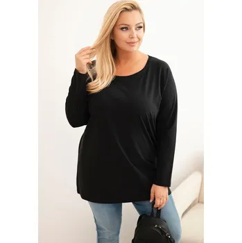 Dámská halenka Kesi Dámská halenka Plus Size 6890 s kulatým výstřihem Barva: Černá, Velikost: 2XL/3XL