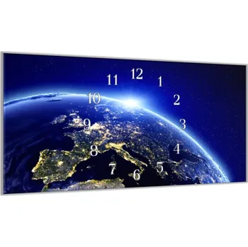 Hodiny Glasdekor Nástěnné hodiny 30x60cm zeměkoule Evropa Materiál: plexi