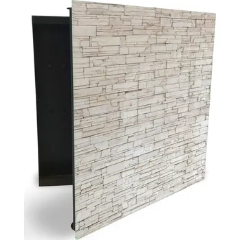 Skříňka na klíč Glasdekor skříňka na klíče - bílá cihla Otevírání: Pravé, Barva skříňky: Černá