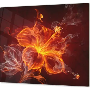 Příslušenství pro sporák Glasdekor Ochranná deska na sporák sklo ohnivý květ Rozměr V/Š: 2x 52x30 cm, Lepení na zeď: S lepením na zeď