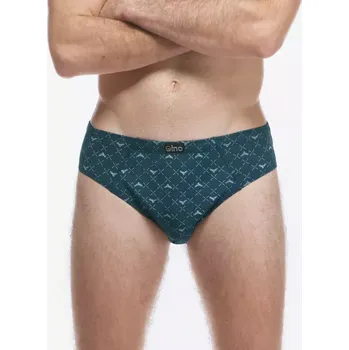 Pánské oblečení GINA pánské slipy se širším bokem, širší bok, šité, s potiskem 71139P petrolejová aqua 62/64