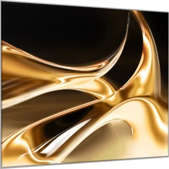 Obraz Glasdekor Obraz skleněný čtvercový zlatá vlna hnědý podklad Rozměry-čtverec: 34 x 34 cm