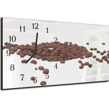 Hodiny Glasdekor Nástěnné hodiny 30x60cm zrna kávy, bílé pozadí Materiál: plexi