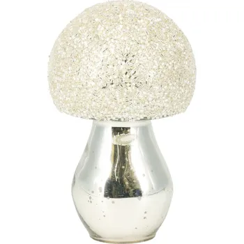 Vánoční dekorace Skleněný dekorativní stříbrný hřib 12 cm