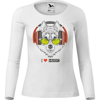 Dámské tričko DOBRÝ TRIKO Dámské bavlněné triko I love music Velikost: 3XL, Barva: Bílá