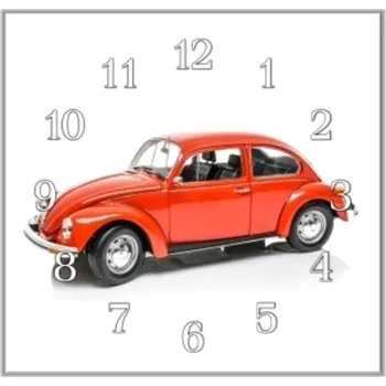 Hodiny Glasdekor Nástěnné hodiny 30x30cm auto červený brouk Materiál: plexi
