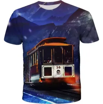 Dětské vintage tričko s 3D potiskem lokomotivy Motiv: ETF13J2212118, Velikost: 160