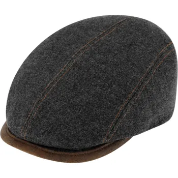 Čepice Fiebig - Headwear since 1903 Zimní šedá bekovka driver cap od Fiebig - šedá vlna a kůže Velikost: 62 cm