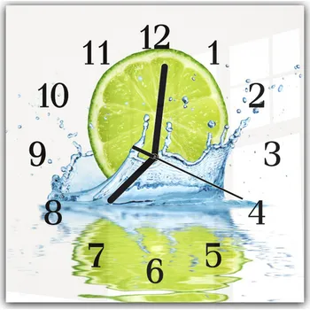 Hodiny Glasdekor Nástěnné hodiny 30x30cm odraz poloviny limetky v hladině Materiál: plexi