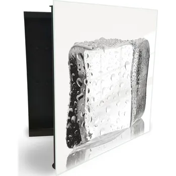 Skříňka na klíč Glasdekor skříňka na klíče - velká kostka ledu na bílém pozadí Otevírání: Pravé, Barva skříňky: Bílá