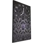 Glasdekor Nástěnné hodiny 30x60cm šedý abstraktní vzor na černém Materiál: kalené sklo