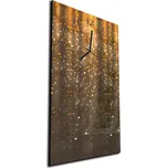 Glasdekor Nástěnné hodiny 30x60cm padající zlaté třpytky Materiál: kalené sklo