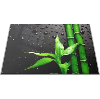 Kuchyňské prkénko Glasdekor Skleněné prkénko bambus kapky vody na černém Prkénko: 30x20cm