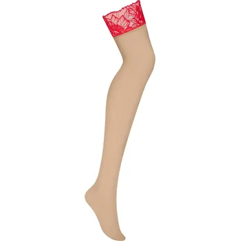 Dámské punčochy Dámské svůdné punčochy Matildea červené - Obsessive Velikost: L/XL