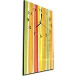 Glasdekor Nástěnné hodiny 30x60cm barevné žluto zelené svislé pruhy Materiál: plexi