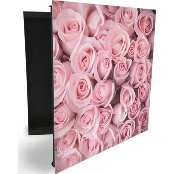 Skříňka na klíč Glasdekor skříňka na klíče - květy světle růžových růží Otevírání: Levé, Barva skříňky: Bílá