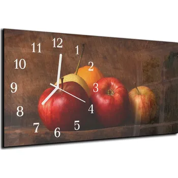 Hodiny Glasdekor Nástěnné hodiny ovoce čerstvé jablka 30x60cm Materiál: plexi