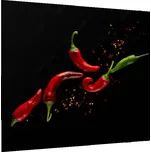 Glasdekor Ochranný skleněný panel papričky chilli černý podklad Rozměr V/Š: 70 x 100 cm