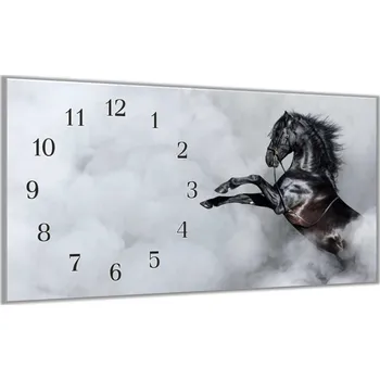 Hodiny Glasdekor Nástěnné hodiny 30x60cm černý španělský kůň Materiál: plexi