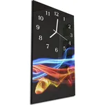 Glasdekor Nástěnné hodiny 30x60cm barevné vlny na černém pozadí Materiál: plexi