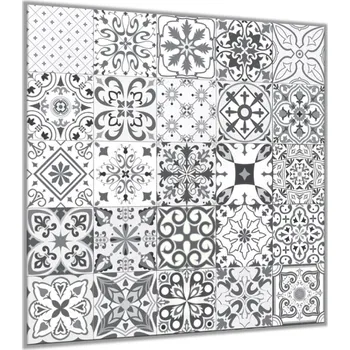 Obklad Glasdekor Sklo do kuchyně dlaždice šedo-bílé Rozměry skla do kuchyně: 30 x 40 cm