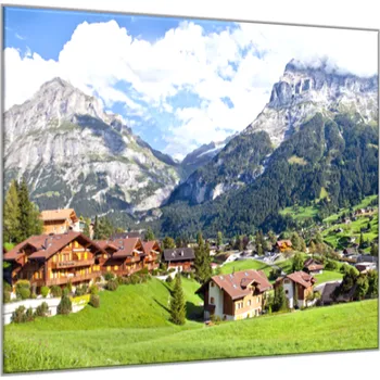 Obraz Glasdekor Obraz skleněný vesnice v horách Rozměry-čtverec: 34 x 34 cm