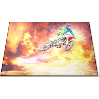 Kuchyňské prkénko Glasdekor Skleněné prkénko motocross v západu slunce Prkénko: 30x20cm