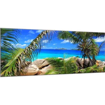 Obraz Glasdekor Obraz skleněný tropické moře a palmy Rozměry-obdélník V/Š: 30 x 40 cm